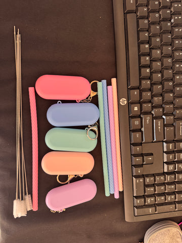 🌈 Silicone Reusable Straws (Set of 5)