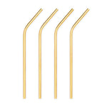 Straight and Bent Metal Straw Brush and Bag, Gold, Silver, Rose Gold, Green, Purple, Blue, Black, Rainbow.