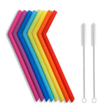 Silicone Pack 4 Straws (2 Bent + 2 Straight) Plus Brush & Bag
